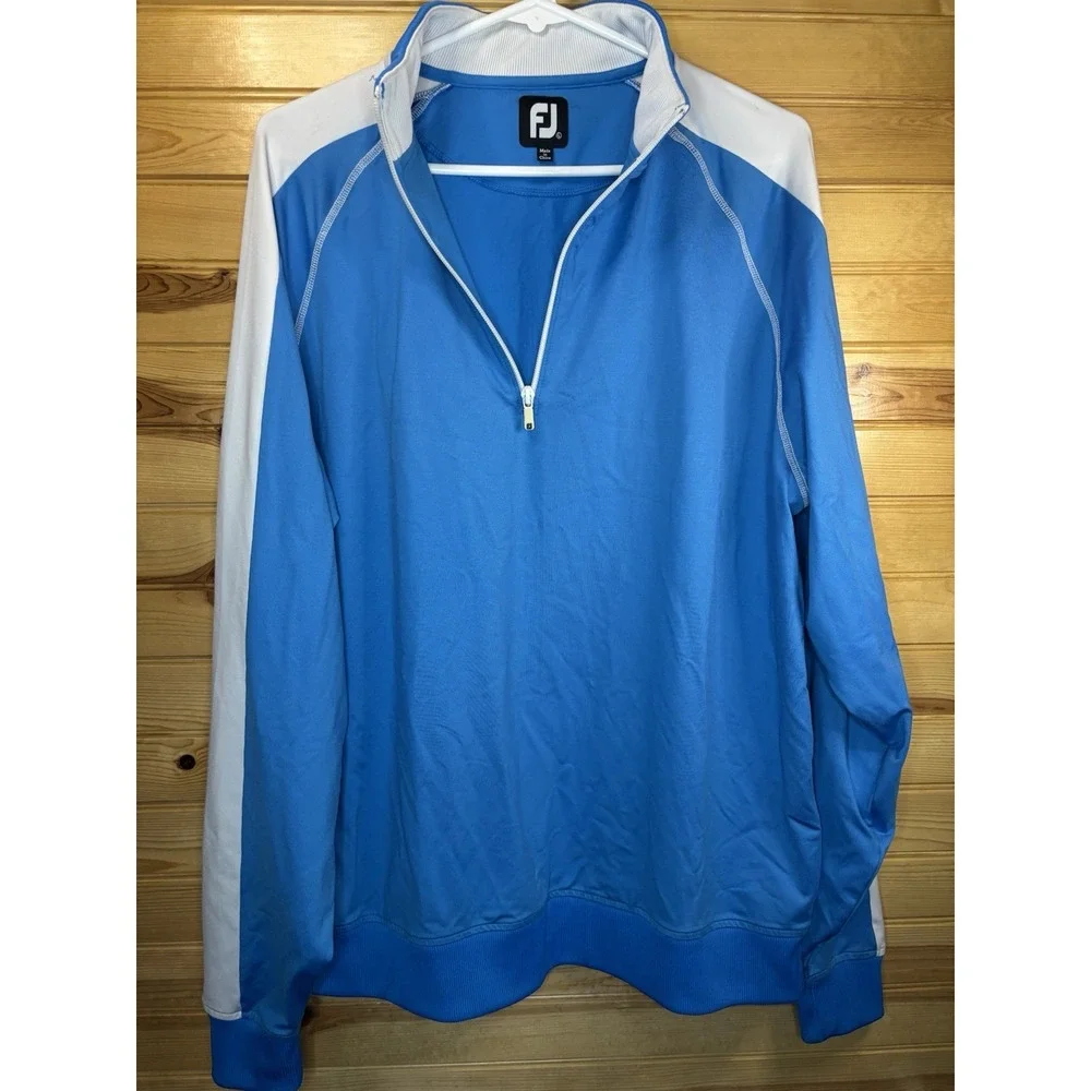 FootJoy Pullover Men's Size Large Blue 1/4 Zip Long Sleeve Nylon Stretch Golf‎